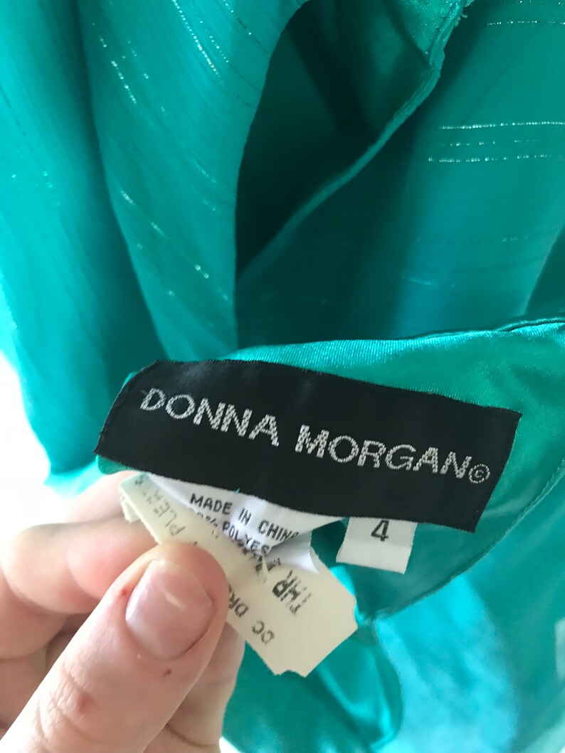 Vintage 1980s turquoise dress with metallic thread