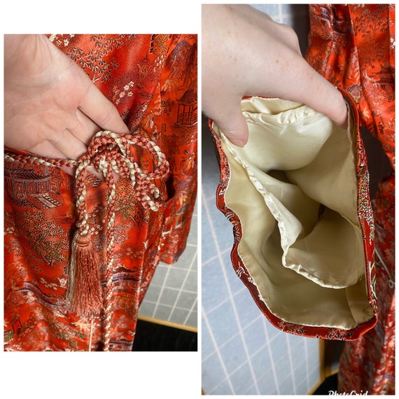 Vintage 1960’s red Japanese souvenir robe, size m… - image 4