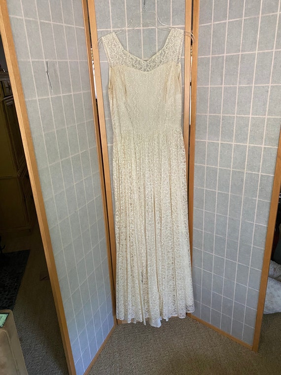 Vintage 1950’s white lace ethereal formal dress