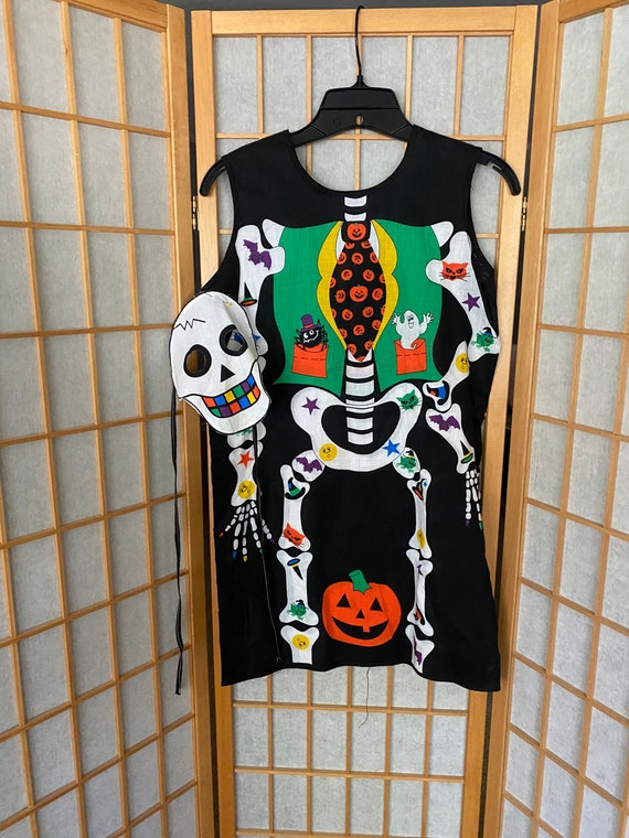 Vintage skeleton dress costume and mask, halloween