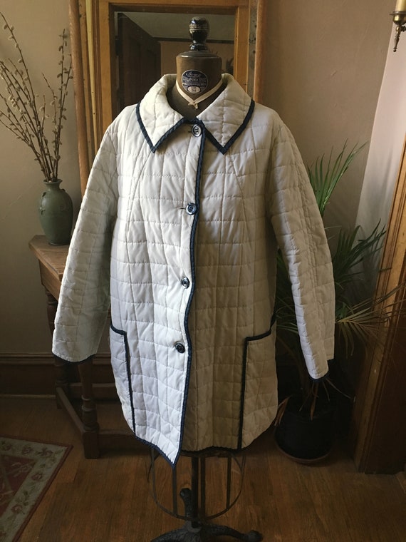 Vintage 1970's White puffy Quilted Winter Coat wi… - image 1