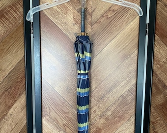 Vintage 1950’s blue and yellow plaid umbrella