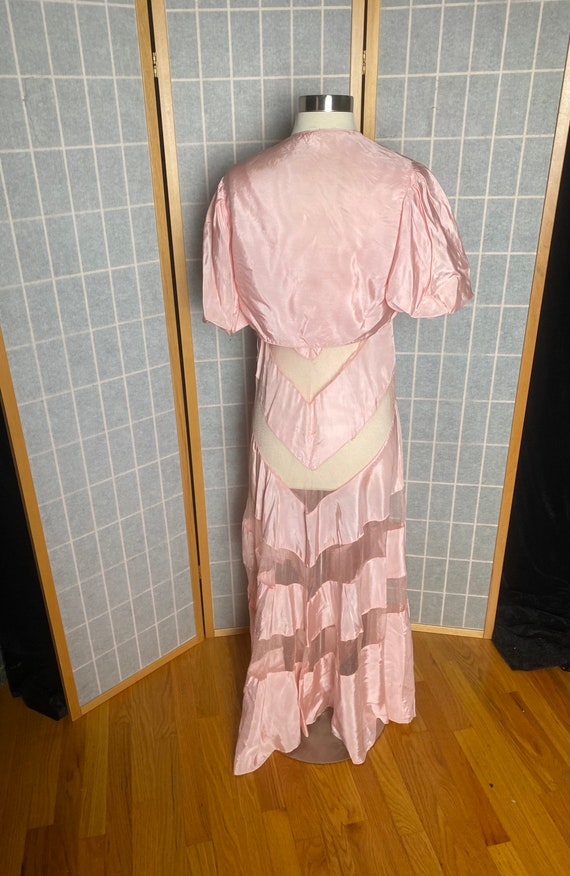 Vintage 1930’s pink sheer mesh dress with matchin… - image 3