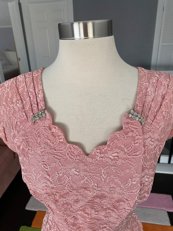 1950s Pink Lace Dance Dress