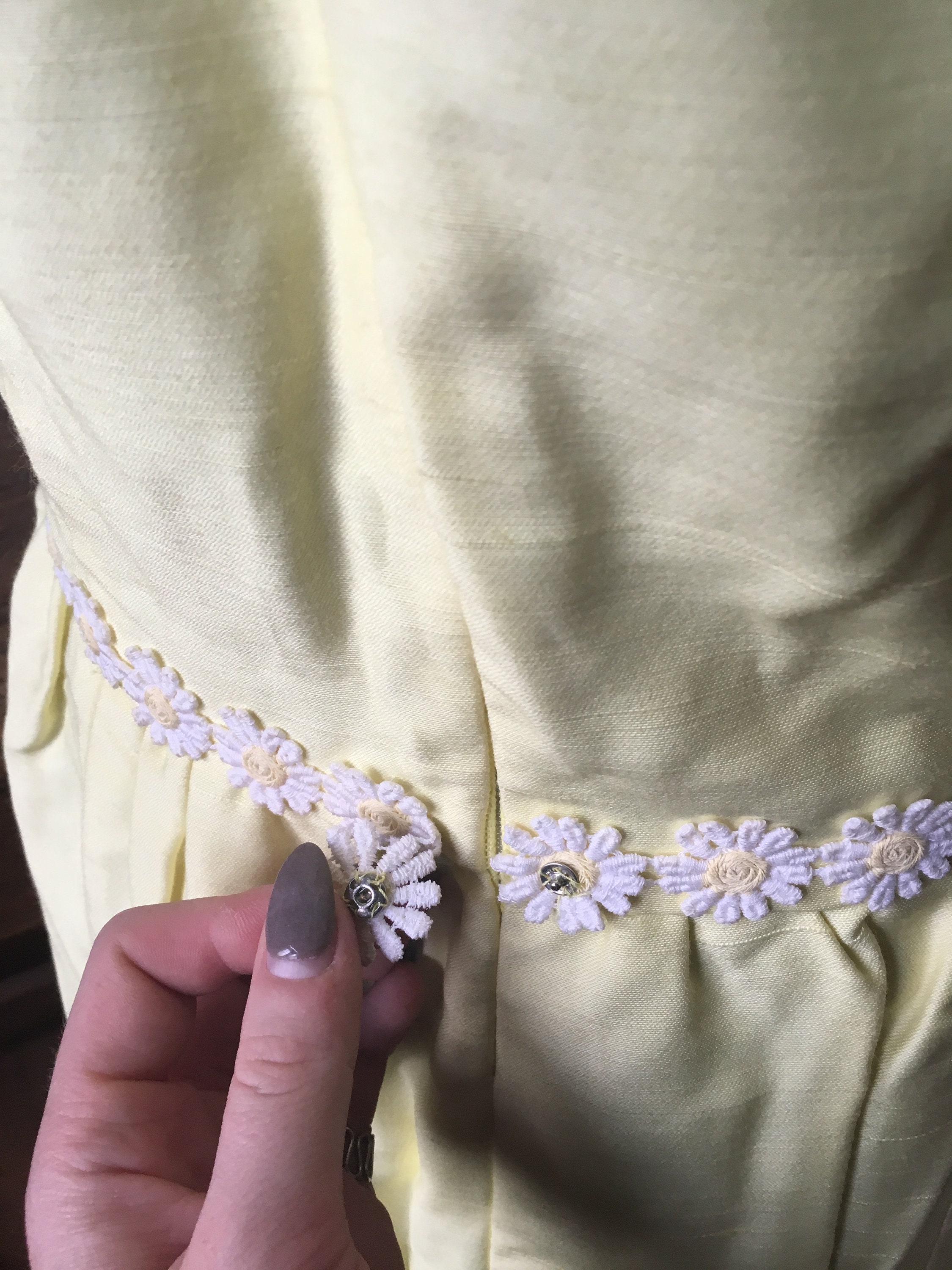 Vintage Yellow Maxi Daisy Flower Dress Etsy