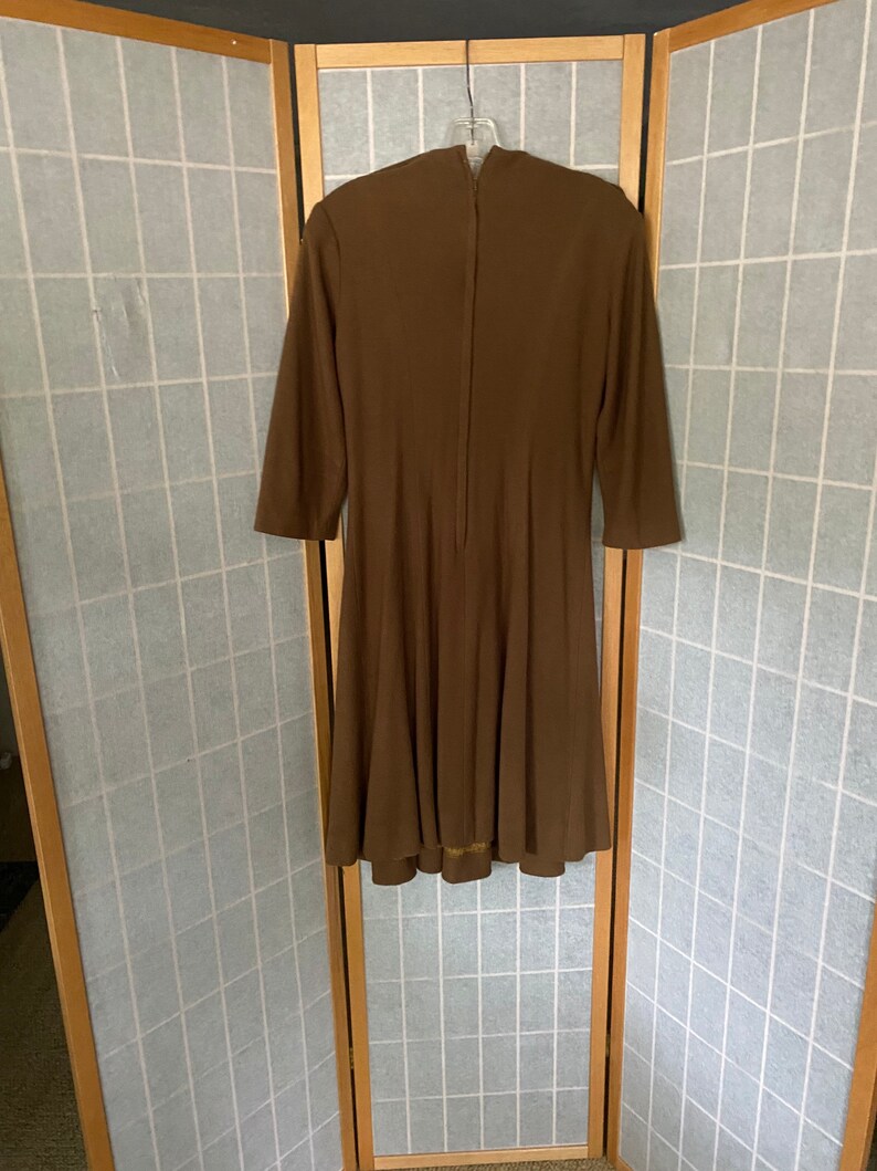 Vintage 1960\u2019s 1970\u2019s brown long sleeve Vicky Vaughn dress