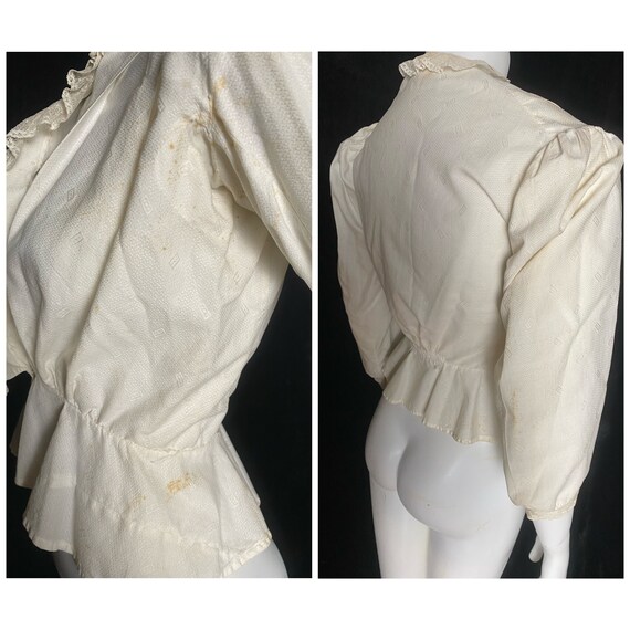 Vintage antique 1910s cream blouse with square pa… - image 7