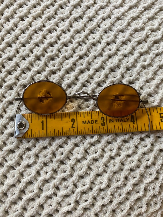 Vintage antique yellow frosted eyeglasses, sharp … - image 5