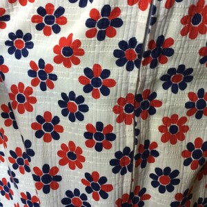 Adorable Vintage 1960's Red, White, and Blue Flower Daisy Dress with Matching Scarf, size medium image 5