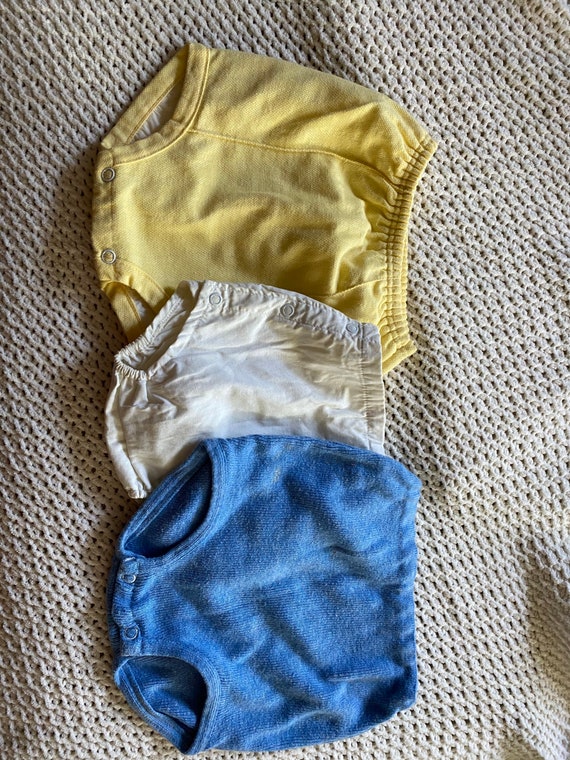 Vintage 1950’s set of blue, white and yellow baby 