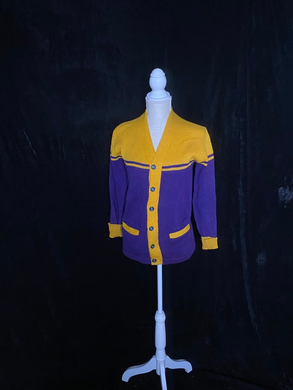 Vintage 1940's Gold and Royal Purple Wool Men's School Collegiate