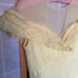 Vintage Antique 1910's 1920's 1930's Yellow Sheer Ruffle Dress, Size XS ...