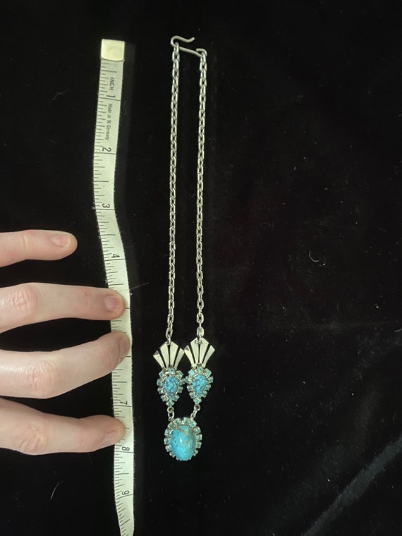 Vintage 1960’s silver and turquoise formal rhines… - image 5