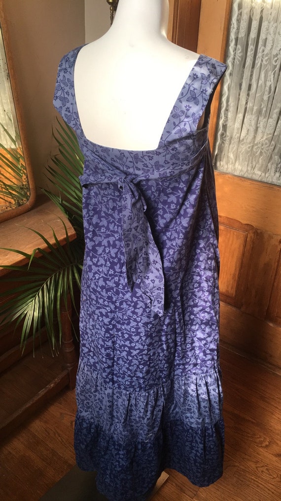 Vintage 1970's Blue floral Cotton Maxi Dress with… - image 4