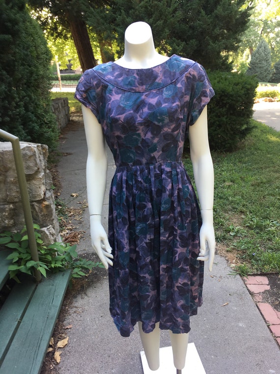 Vintage 1940's Purple Silk Day Dress