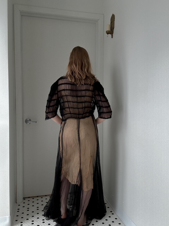 Vintage 1930’s 40’s sheer black gown, dress size … - image 4