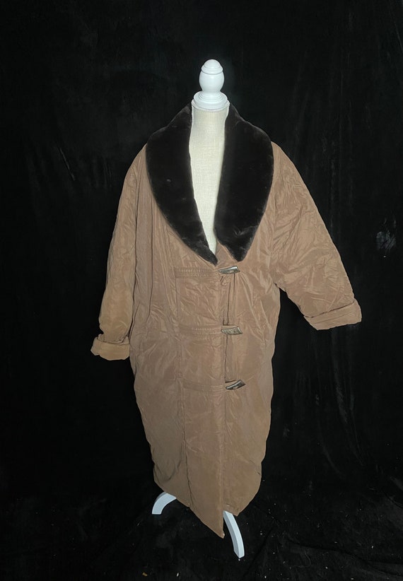 Vintage 1980’s oversized full length 1980’s brown… - image 2