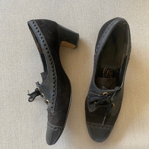 Vintage 1930's Black Leather High Heel Shoes, Size 7 - Etsy