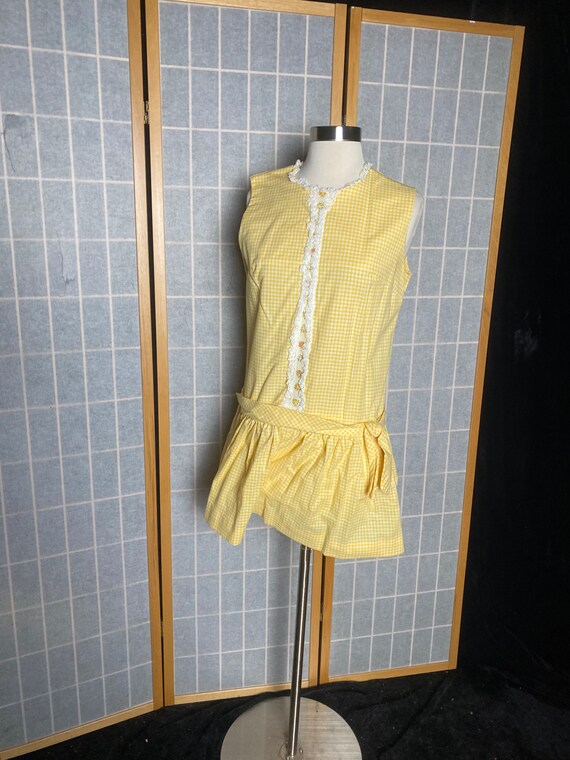 Vintage 1970’s yellow and white gingham romper, p… - image 2