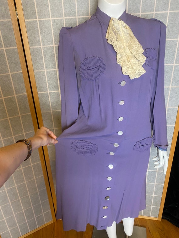 Vintage 1940’s purple long sleeve crepe dress wit… - image 2