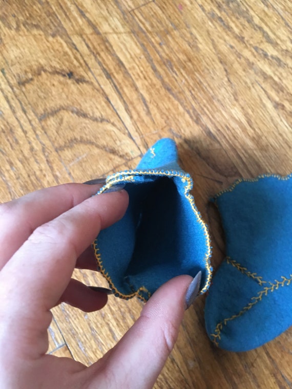 Vintage Blue Baby Booties - image 3