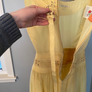 Vintage 1950's Butter Yellow Chiffon and Whinestone Dress, Size XS image 10