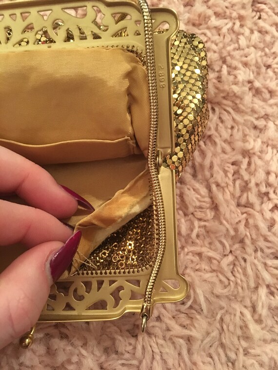 Vintage 1950's Gold Metal Purse, Hand bag, Evenin… - image 6