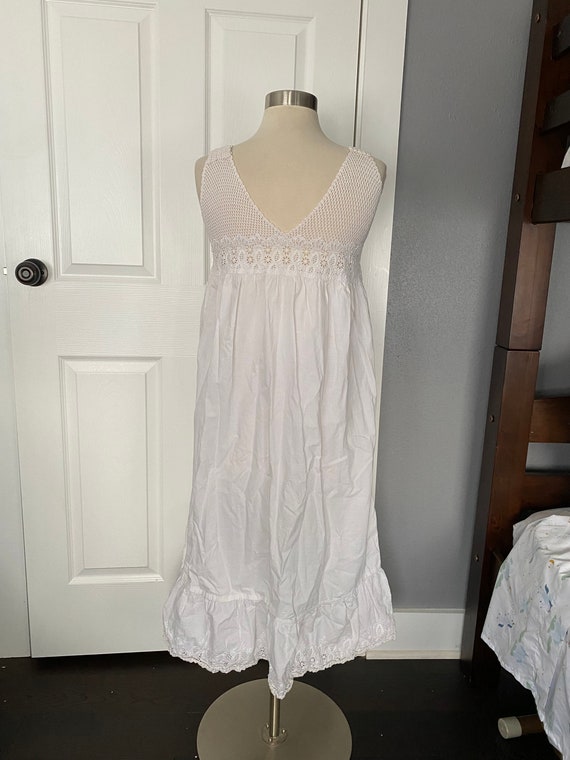 Antique 1900s white cotton nightgown with crochet - image 6