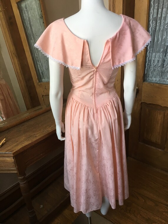 Vintage 1980's Pink and White Dress, Size XS - image 5