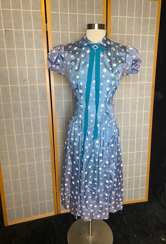 Vintage 1950’s blue and white polka dot dress with