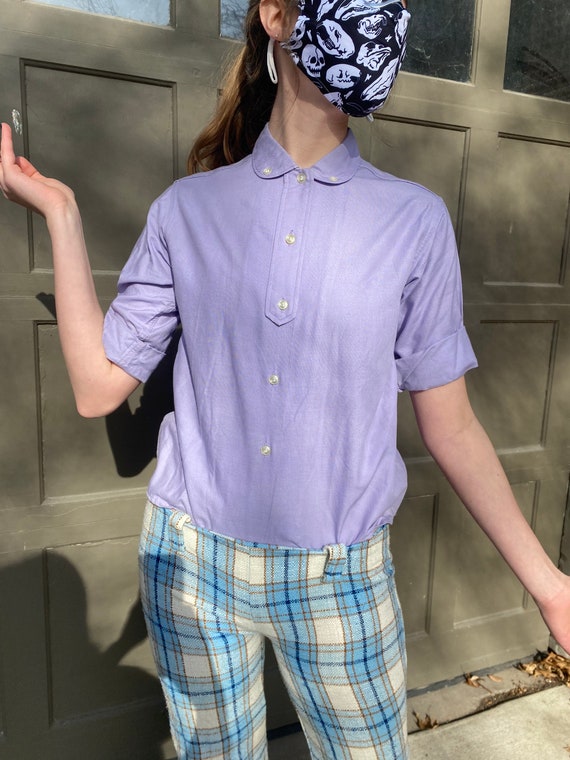 Vintage 1950’s lavender purple button up blouse, s