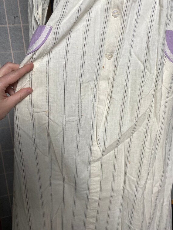 Vintage antique white and purple cotton stripe dr… - image 4