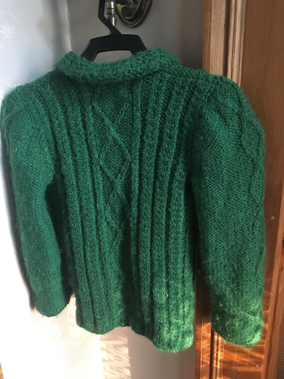 Vintage 1970's Green Child's Sweater with novelty… - image 4