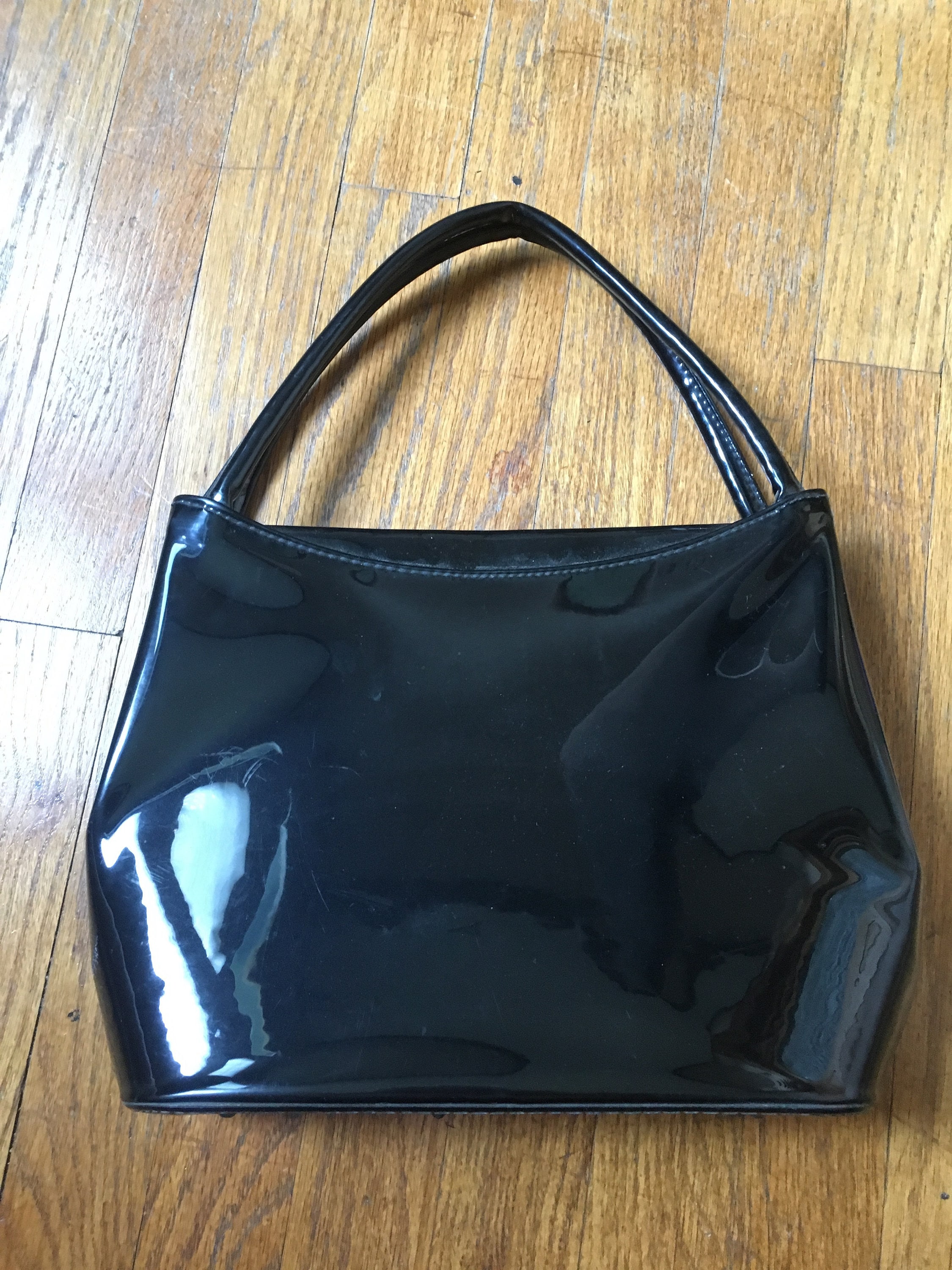 Vintage Black Vinyl Handbag Etsy