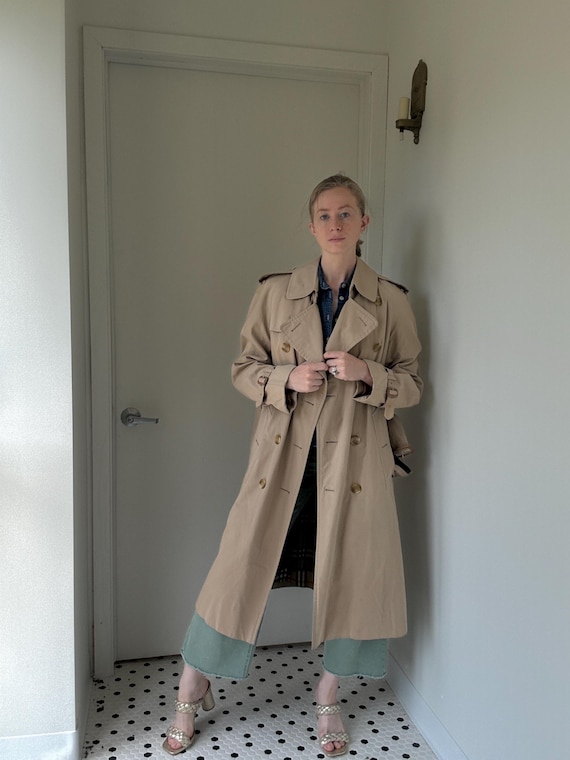 Vintage Burberry Double Breasted Trench Coat With Lining, Size 44