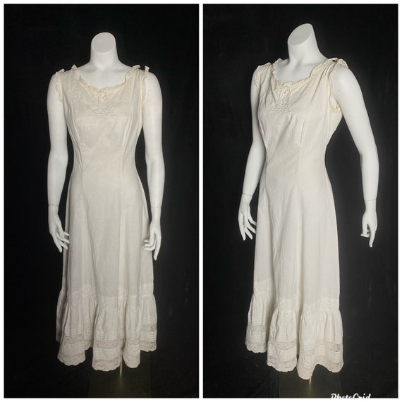 Antique 1800s 1900s White Cotton Embroidered Night Gown, Petticoat,  Undergarment, Size Small -  Canada