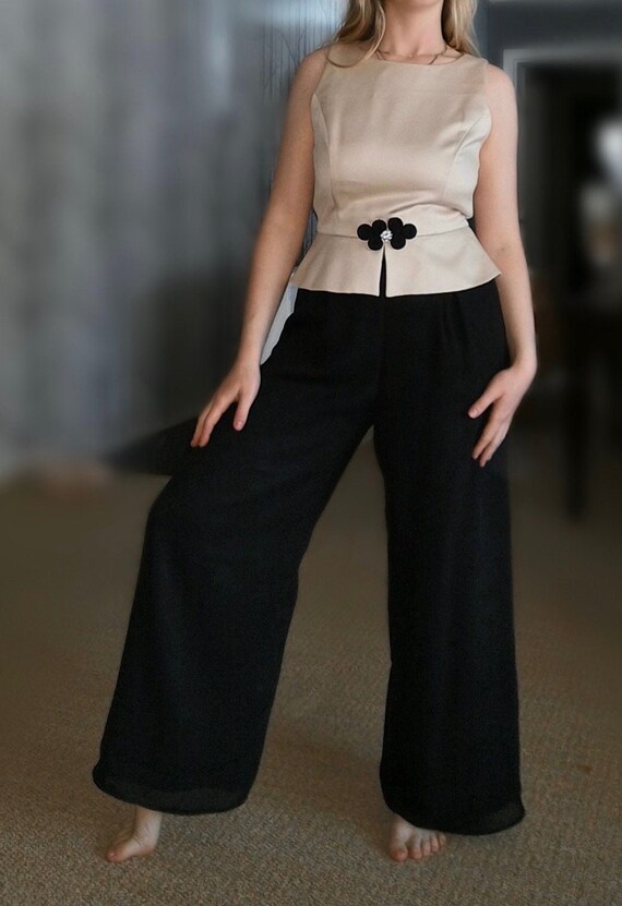 Vintage 1980 s Black and White Jessica Howard Structured Pantsuit Size Medium Etsy Ireland