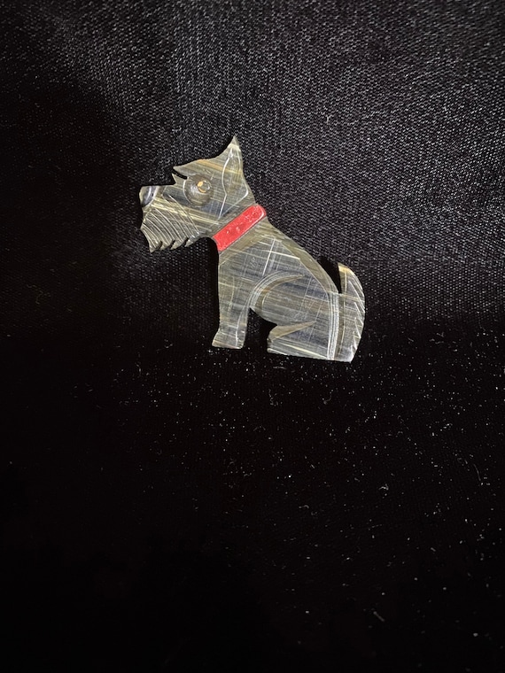 Vintage 1930’s gray striped celluloid Scottie dog 