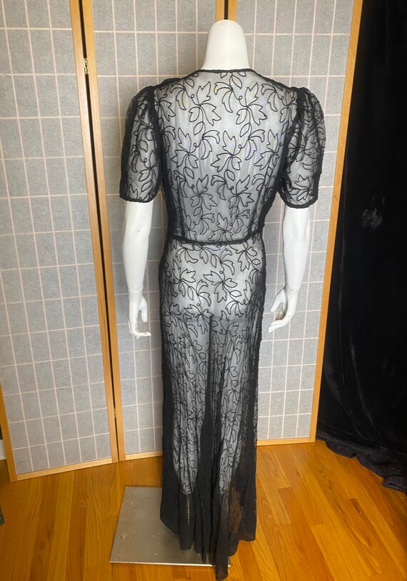 Vintage 1930’s sheer black mesh netting dress wit… - image 8