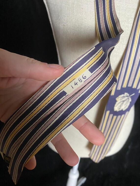 Vintage 1940’s purple and yellow stripe Brent nec… - image 5