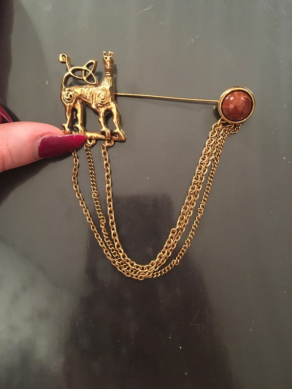 Vintage Gold Afghan Hound Dog Pin, Brooch, Sweater