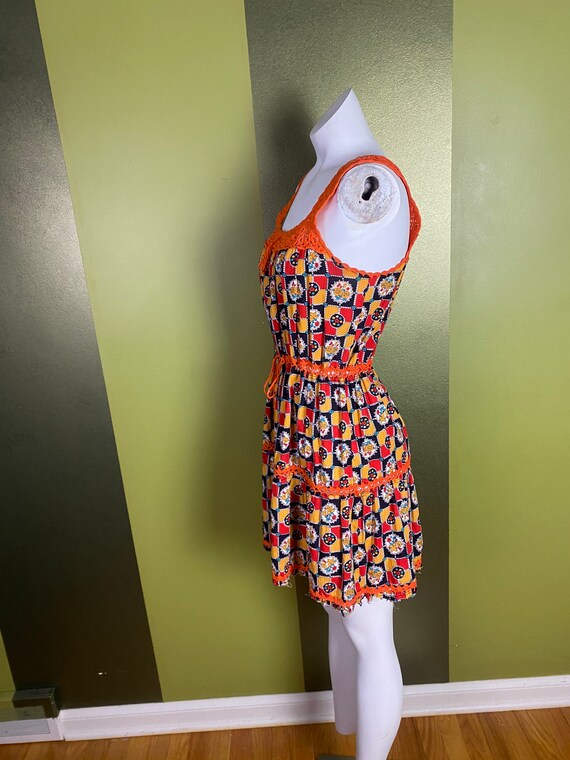 Vintage 1970’s floral summer dress with orange cr… - image 6