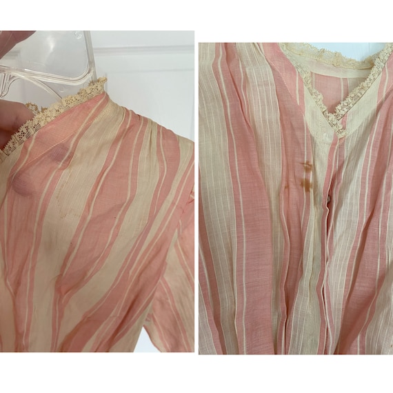 Antique 1900s pink and white cotton stripe dress … - image 4