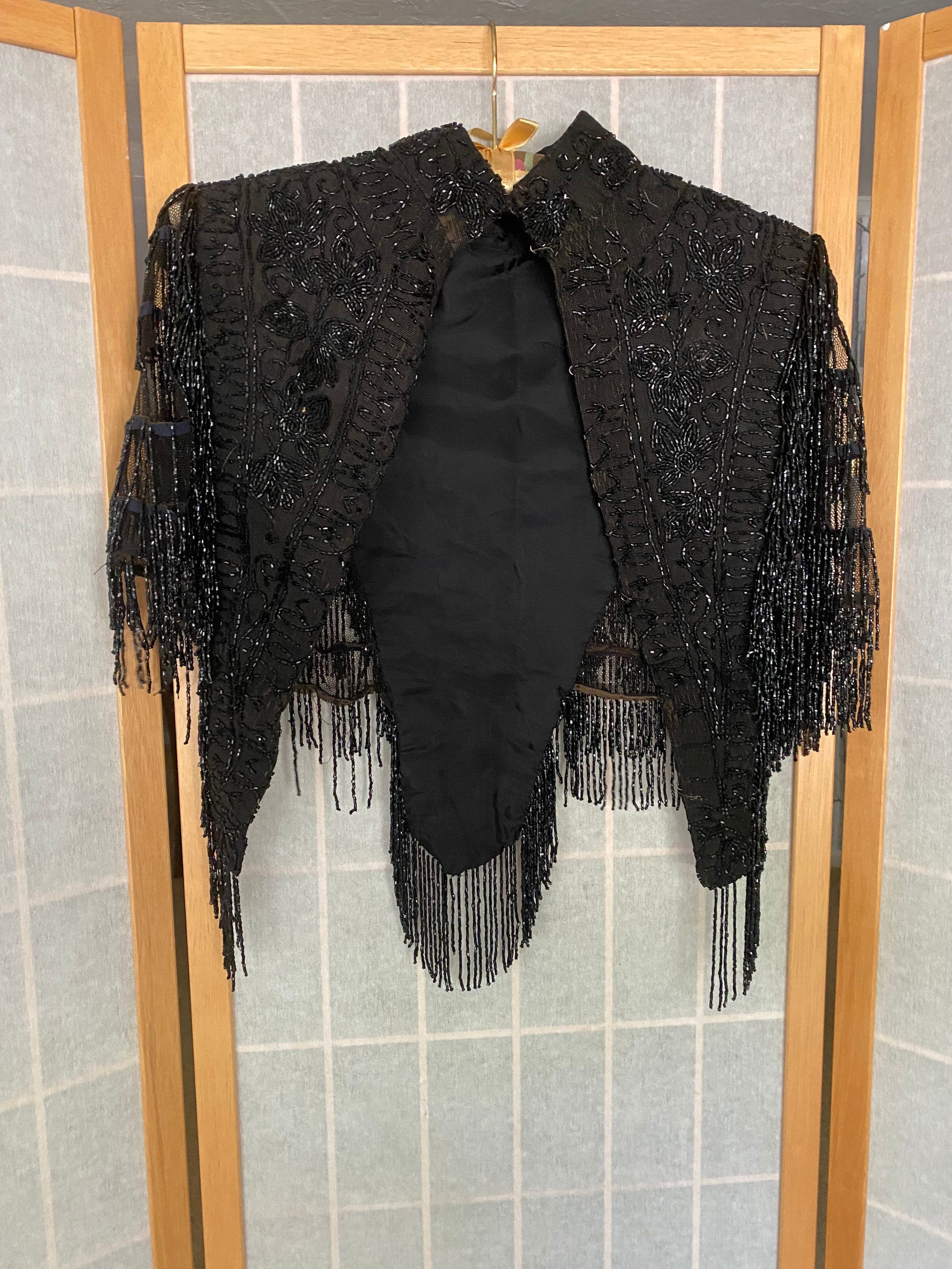 Vintage Antique Black Silk Beaded Cape, Capelet 1800s 1880 - Etsy
