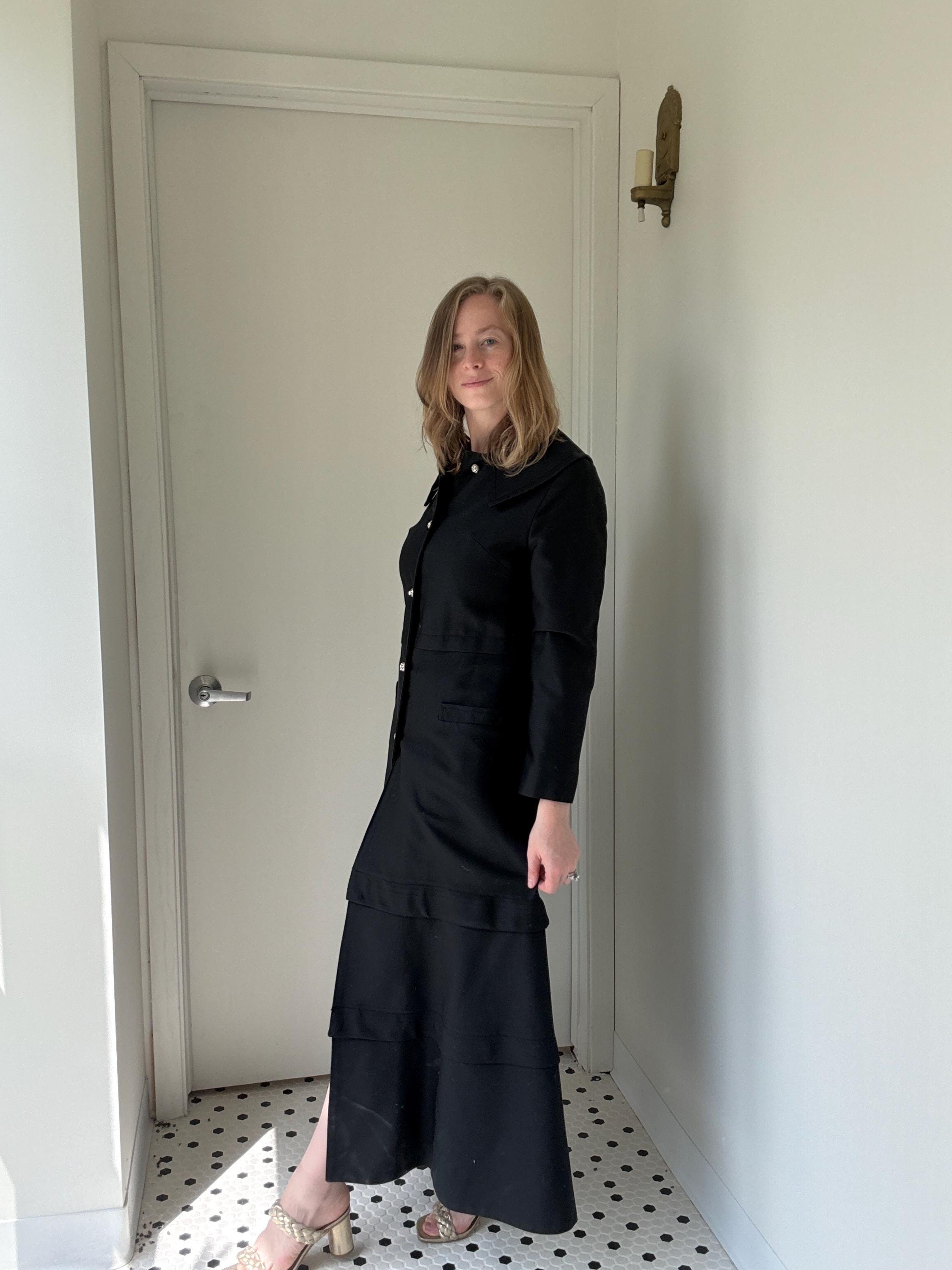 Vintage 1960's Black Rain Coat, Trench Coat With Adjustable Length