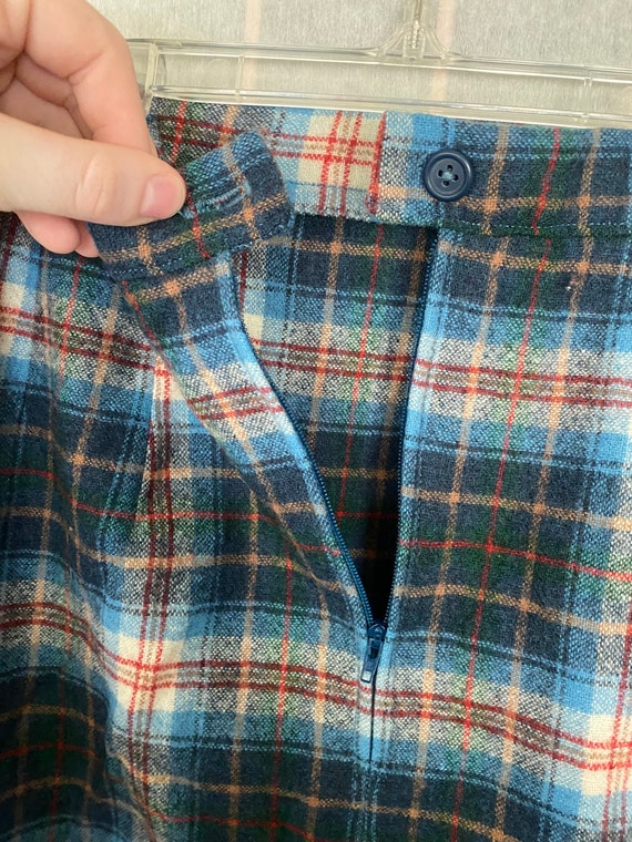 Vintage 1960’s 1970’s blue plaid wool skirt - image 3