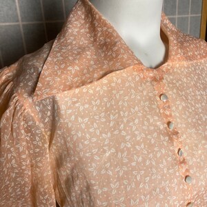 Vintage 1930s peach floral sheer dress with satin slip, size xs small image 3