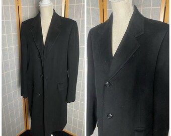 ジャケット・アウター old vintage cashmere 100% wool coat BLK Vintage 1950's Black 100% Cashmere Men's Coat, Karamai - Etsy