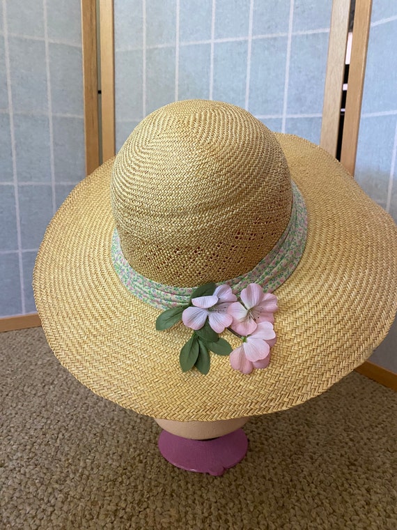 Vtg 80’s?WOVEN STRAW SUN HAT Nice Handmade Floral $_57.JPG?set_id=880000500F main image 3