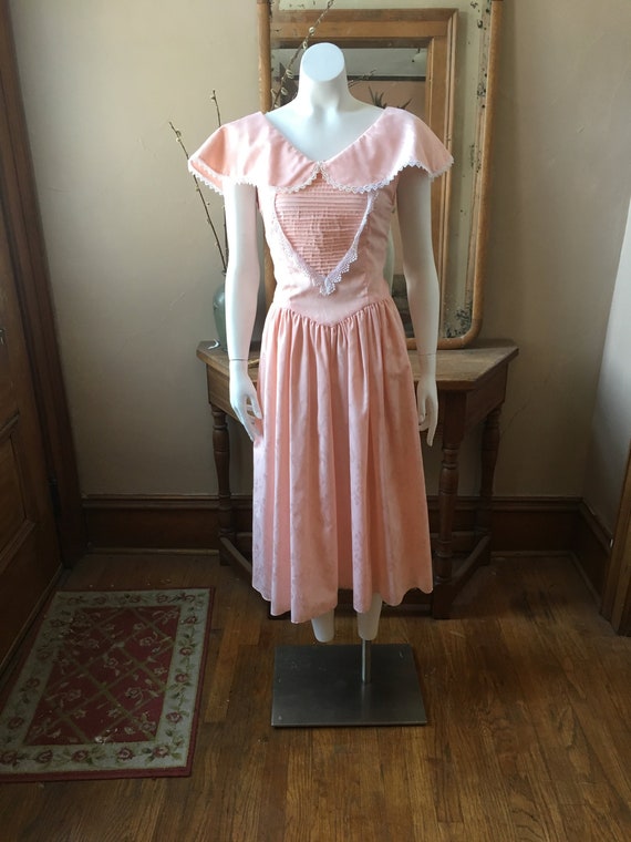 Vintage 1980's Pink and White Dress, Size XS - image 1